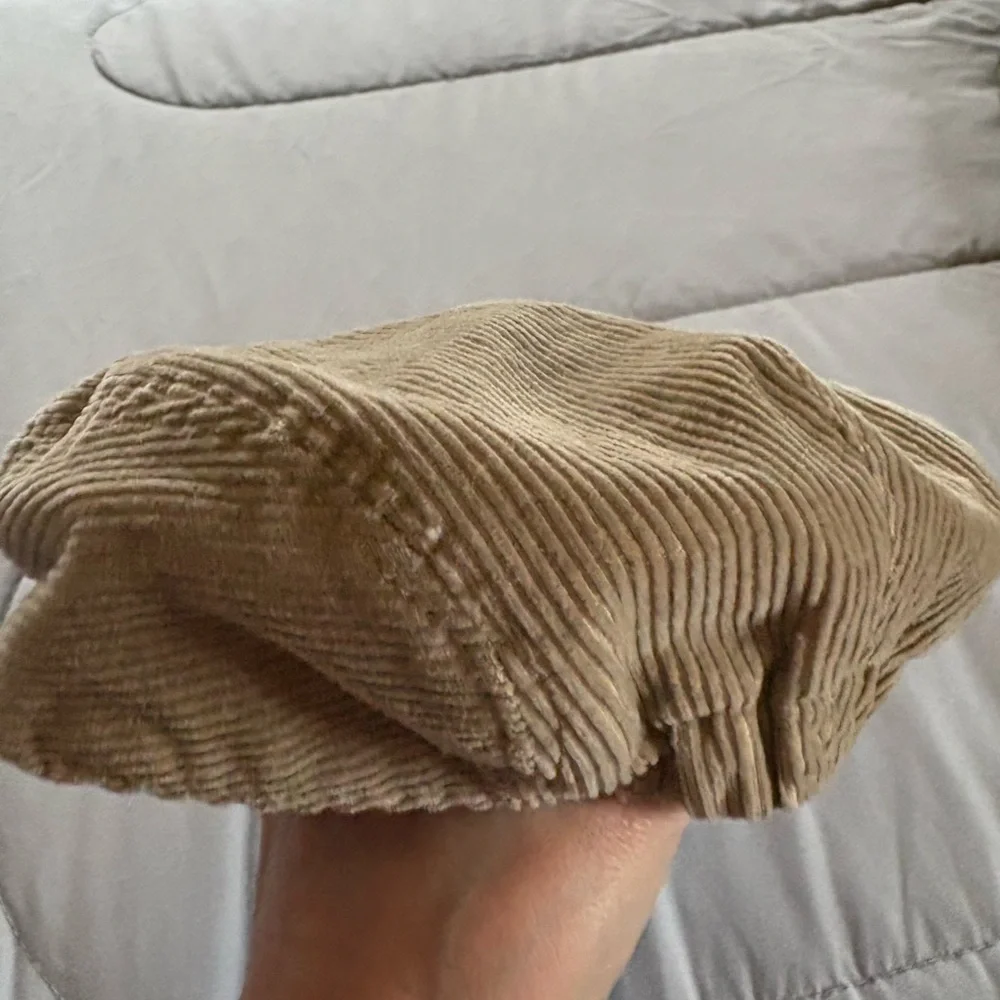 Baby Cabbie Hat Tan Corduroy ribbed fabric 6-12months